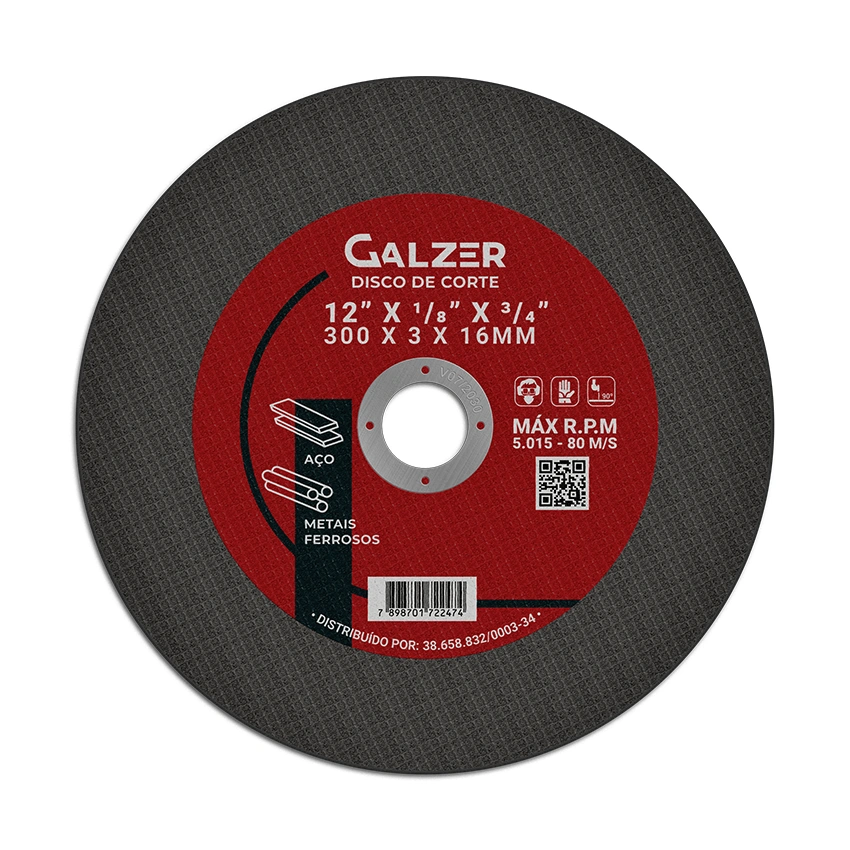 Disco de Corte para Aço e Metais Ferrosos 12" 16mm